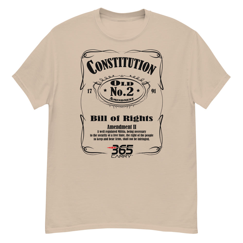 T-Shirt with 2nd amendment JD design, tan.
