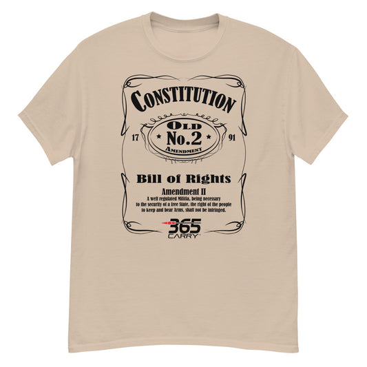 T-Shirt with 2nd amendment JD design, tan.