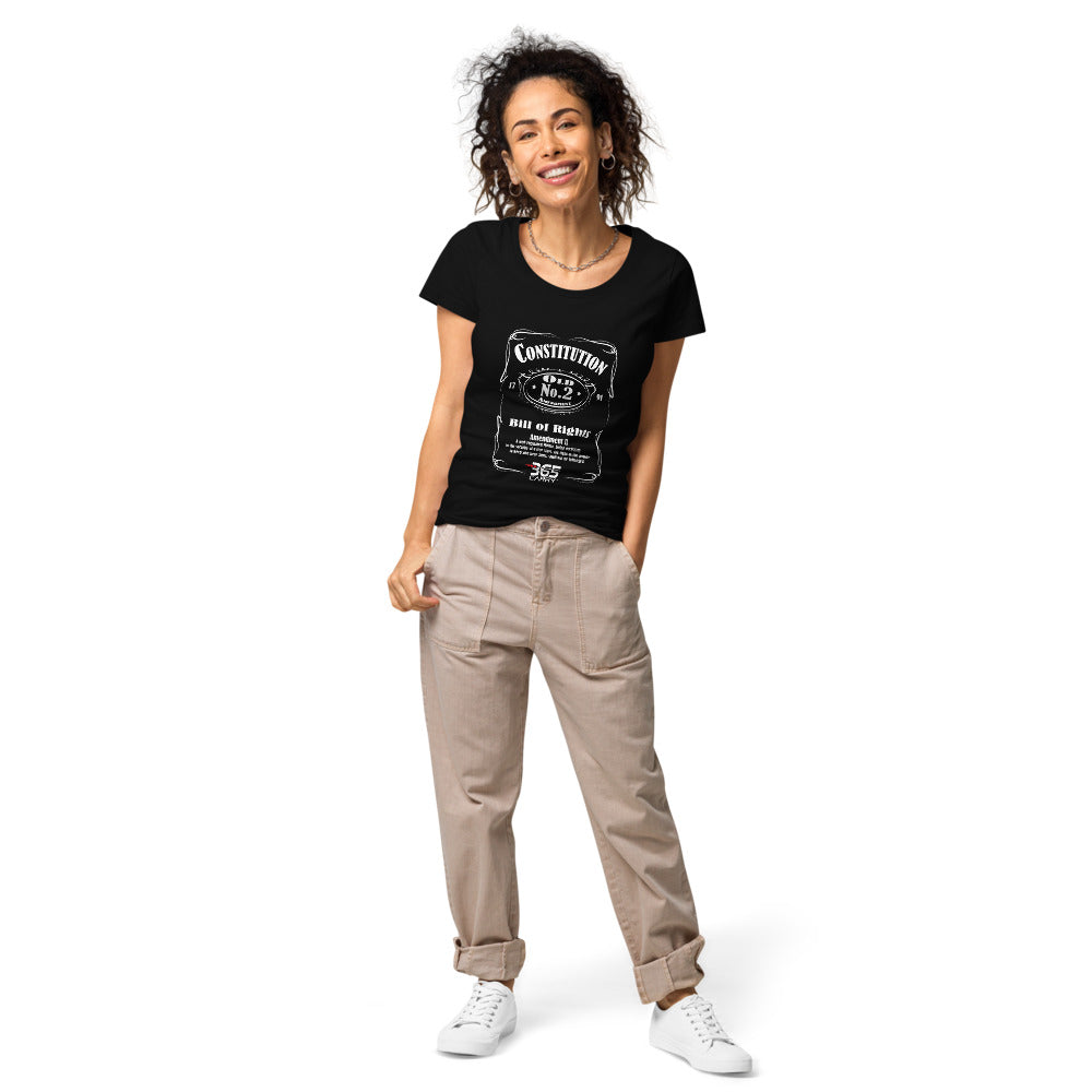 Woman wearing 2nd Amendment JD t-shirt